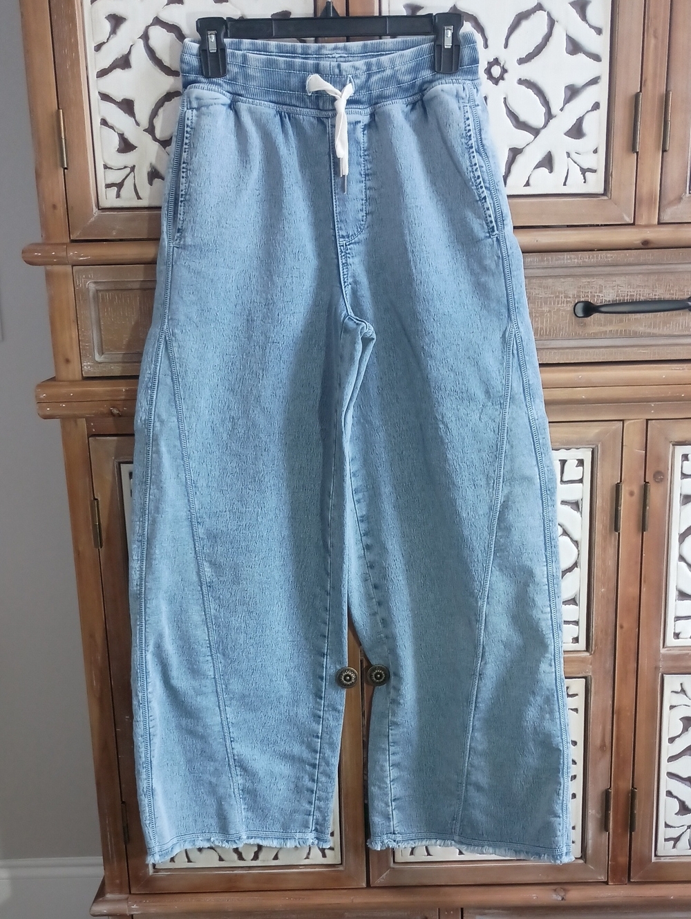 aerie Light Blue Denim Pants with Drawstring